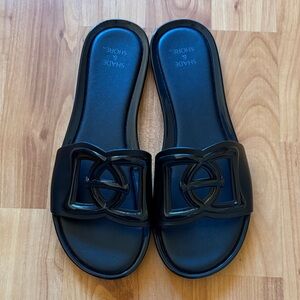 Shade & Shore Glossy Black Sandals